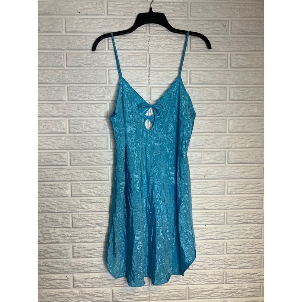 Vintage intimate moods teal paisley slip niht lingerie women's size 1X Y2K silky